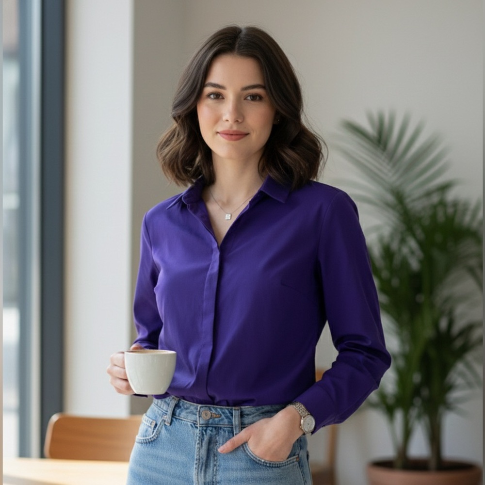 Primark Purple Button Down Shirt